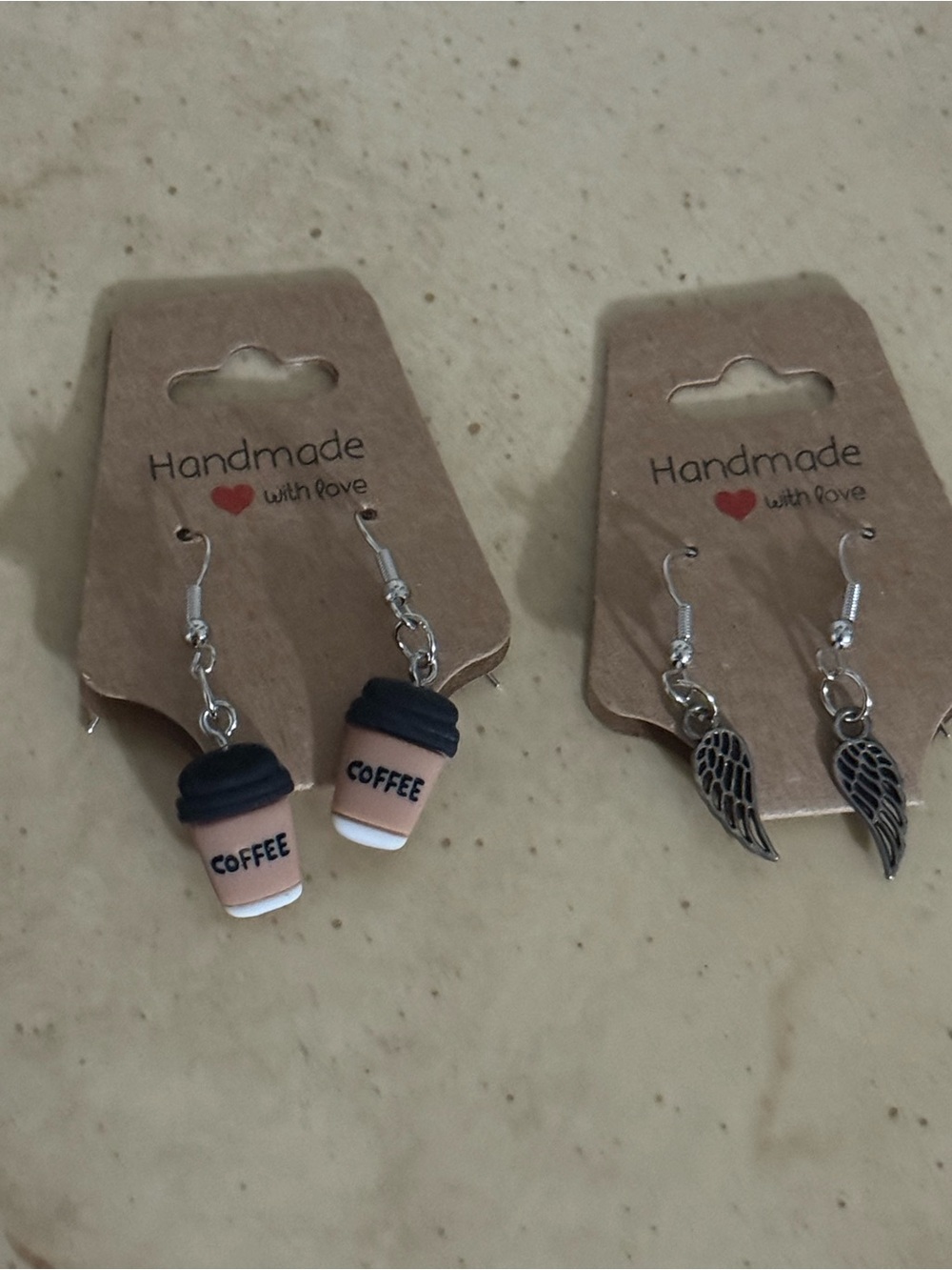 Earring bundle - wings and coffee cups New